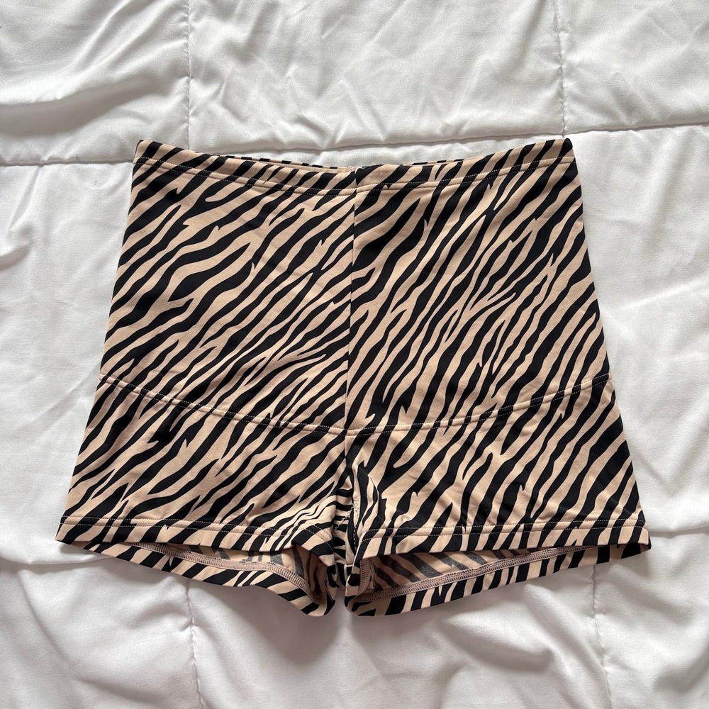 Flexees Maidenform Zebra Print Shapewear Boy Shorts Tan Black Womens 2XL